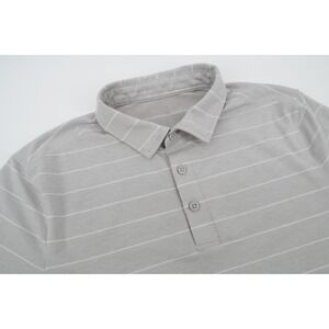 Lululemon Evolution Polo Mens Small Gray Striped Tech Pique Shirt Short Sleeve